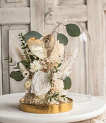 Prezenty dla Babci i Dziadka Prezenty dla Babci Upominek dla Dziadków flowerbox , prezent dla babci zielono biały naturalny flowerbox szklana kopuła z kwiatami, suszone kwiaty w szkle, wieczna róza biała 3