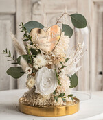 Prezenty dla Babci i Dziadka Prezenty dla Babci Upominek dla Dziadków flowerbox , prezent dla babci zielono biały naturalny flowerbox szklana kopuła z kwiatami, suszone kwiaty w szkle, wieczna róza biała 4