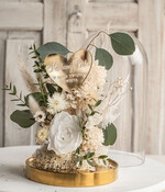 Prezenty dla Babci i Dziadka Prezenty dla Babci Upominek dla Dziadków flowerbox , prezent dla babci zielono biały naturalny flowerbox szklana kopuła z kwiatami, suszone kwiaty w szkle, wieczna róza biała 5