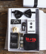 Prezenty dla Taty dzien ojca zestawy dla Taty dzień Ojca pomysł na prezent box prezentowy dla Taty satynowa mucha i spinki do mankietu 1