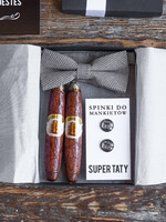 Prezenty dla Taty dzien ojca zestawy dla Taty prezent dla Taty na każdą okazję box prezentowy mucha i spinki do mankietu 1