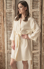 Szlafroki Ślubne z Napisami Szlafrok Ślubny dla Panny Młodej muślinowy szlafrok dla Panny Młodej, przewiewny szlafrok bawełna 100 %, szlafrok dla Panny Młodej na sesję zdjęciową, muślin w kolorze ecru3