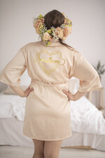 Szlafroki Ślubne z Napisami Szlafrok dla Świadkowej / Druhny / Mamy Satynowy Szlafrok dla Świadkowej ze Złotym Napisem - Podziękowanie za świadkowanie 1