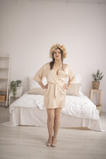 Szlafroki Ślubne z Napisami Szlafrok dla Świadkowej / Druhny / Mamy Satynowy Szlafrok dla Świadkowej ze Złotym Napisem - Podziękowanie za świadkowanie 2