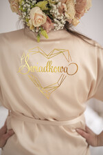 Szlafroki Ślubne z Napisami Szlafrok dla Świadkowej / Druhny / Mamy Satynowy Szlafrok dla Świadkowej ze Złotym Napisem - Podziękowanie za świadkowanie 0