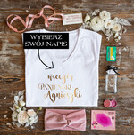 wieczór Panieński zestawy podziekowania na wieczór panieński Zestaw na wieczór Panieński  - Koszulka ze Złotym Napisem - T-Shirt Złote litery Welurowa Opaska 0