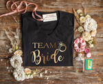 wieczór Panieński zestawy podziekowania na wieczór panieński Zestaw na wieczór Panieński  - Koszulka Team Bride  - T-Shirt Złote litery Kacóweczka i Ftotka0