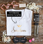 wieczór Panieński zestawy podziekowania na wieczór panieński Zestaw na wieczór Panieński  - Koszulka ze Złotym Napisem Świadkowa - T-Shirt Złote litery -Bidon i Opaska na Oczy0