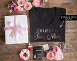 wieczór Panieński zestawy podziekowania na wieczór panieński Koszulka z Napisem na Wieczór Panieński T-shirt w zestawie Box prezentowy na panieński druzyna panny mlodej0