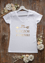wieczór Panieński zestawy podziekowania na wieczór panieński Zestaw na wieczór Panieński  - Koszulka ze Złotym Napisem - T-Shirt Złote litery - zapakowany z bilecikiem2