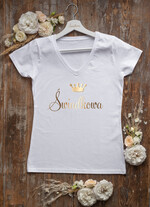 wieczór Panieński zestawy podziekowania na wieczór panieński Zestaw na wieczór Panieński  - Koszulka ze Złotym Napisem Świadkowa - T-Shirt Złote litery Bidon i Frotka7