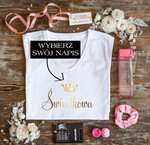 wieczór Panieński zestawy podziekowania na wieczór panieński Zestaw na wieczór Panieński  - Koszulka ze Złotym Napisem Świadkowa - T-Shirt Złote litery Bidon i Frotka0