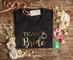 wieczór Panieński zestawy podziekowania na wieczór panieński Zestaw na wieczór Panieński  - Koszulka ze Złotym Napisem  Team Bride - T-Shirt Złote litery Błyszczyk do Ust0