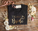 wieczór Panieński zestawy podziekowania na wieczór panieński Zestaw na wieczór Panieński  - Koszulka Team Bride - T-Shirt Złote litery Kacóweczka0