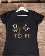 wieczór Panieński Koszulka T-Shirt z Napisem  Presonalizowana Koszulka z Napisem na Wieczór Panieński T-shirt Złoty Napis Bride To be 0