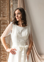 Panna Młoda  Welony welon ślubny wykończony delikatnymi koralikami, welon dla panny młodej wykończony perełkami0