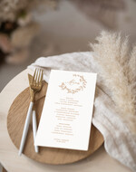 Menu Nowoczesne prosta forma  eleganckie menu na stoły weselne, karta dań na wesele, proste menu weselne w kolorze ecru, karta dań weselnych, menu weselne, plan podawania posiłków2