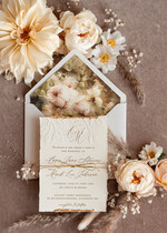 Zaproszenia ślubne Wydzierane Brzegi Zaproszenia ślubne z płatkami złota, delikatne zaproszenia na ślub ze złotem, zaproszenie glamour ze zlotym sznurkiem złote zaproszenia na ślub, 13