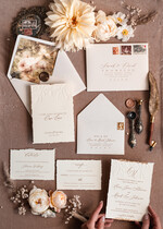 Zaproszenia ślubne Wydzierane Brzegi Zaproszenia ślubne z płatkami złota, delikatne zaproszenia na ślub ze złotem, zaproszenie glamour ze zlotym sznurkiem złote zaproszenia na ślub, 2