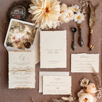 Zaproszenia ślubne Wydzierane Brzegi Zaproszenia ślubne z płatkami złota, delikatne zaproszenia na ślub ze złotem, zaproszenie glamour ze zlotym sznurkiem złote zaproszenia na ślub, 5