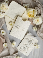 Zaproszenia ślubne z perełkami / tłoczeniem zaproszenia ślubne w kieszonce, eleganckie zaproszenia ślubne z jedwabną wstążką, tłoczone zaproszenia na ślub i wesele, tłoczone złote zaproszenie na ślub14