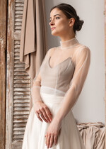 Panna Młoda Bolerka bolerka, narzutki, sweterki narzutka do sukni ślubnej, bolerko ślubne z tiulu, przezroczyste bolerko ślubne, bolerko w kolorze ecru, delikatne bolerko do sukienki slubnej1