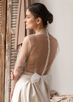 Panna Młoda Bolerka bolerka, narzutki, sweterki narzutka do sukni ślubnej, bolerko ślubne z tiulu, przezroczyste bolerko ślubne, bolerko w kolorze ecru, delikatne bolerko do sukienki slubnej8