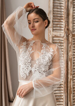 Panna Młoda Bolerka bolerka, narzutki, sweterki śliczne bolerko ślubne z koronką, koronkowe bolerko do sukni ślubnej, delikatne bolerko ślubne, koronkowa narzutka ślubne 6