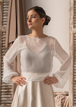 Panna Młoda Bolerka bolerka, narzutki, sweterki Bolerko z odkrytymi plecami, eleganckie bolerko ślubne, bolerko do sukni ślubnej, delikatne bolerko ślubne, letnia narzutka ślubne 3