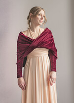 Panna Młoda Bolerka bolerka, narzutki, sweterki Bordowe Bolerko Ślubne Welurowe - Etola Ślubna z Rękawkami - Narzutka I Rękaw w kolorze Bordowym2