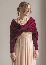 Panna Młoda Bolerka bolerka, narzutki, sweterki Bordowe Bolerko Ślubne Welurowe - Etola Ślubna z Rękawkami - Narzutka I Rękaw w kolorze Bordowym4