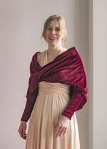 Panna Młoda Bolerka bolerka, narzutki, sweterki Bordowe Bolerko Ślubne Welurowe - Etola Ślubna z Rękawkami - Narzutka I Rękaw w kolorze Bordowym3
