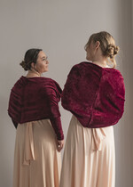 Panna Młoda Bolerka bolerka, narzutki, sweterki Bordowe Bolerko Ślubne Welurowe - Etola Ślubna z Rękawkami - Narzutka I Rękaw w kolorze Bordowym8