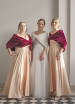 Panna Młoda Bolerka bolerka, narzutki, sweterki Bordowe Bolerko Ślubne Welurowe - Etola Ślubna z Rękawkami - Narzutka I Rękaw w kolorze Bordowym0