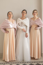 Panna Młoda Bolerka bolerka, narzutki, sweterki Jasno rózowe Bolerko Ślubne Welurowe - Etola Ślubna z Rękawkami - Narzutka I Rękaw w odcieniach różu1