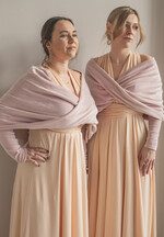 Panna Młoda Bolerka bolerka, narzutki, sweterki Jasno rózowe Bolerko Ślubne Welurowe - Etola Ślubna z Rękawkami - Narzutka I Rękaw w odcieniach różu3