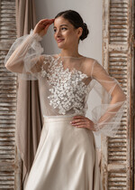 Panna Młoda Bolerka bolerka, narzutki, sweterki śliczne bolerko ślubne z koronką, koronkowe bolerko do sukni ślubnej, delikatne bolerko ślubne, koronkowa narzutka ślubne 7