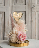Prezenty dla Mamy kwiaty flowerboxy flowerbox, pomysł na prezent prezent dla mamy kwiaty w kopule kompozycja z kwiatów suszonych wieczne roze,  kwiaty w szkle, rózowa wieczna róża13