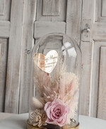 Prezenty dla Mamy kwiaty flowerboxy flowerbox, pomysł na prezent prezent dla mamy kwiaty w kopule kompozycja z kwiatów suszonych wieczne roze,  kwiaty w szkle, rózowa wieczna róża30