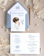 Zaproszenia na Komunię dla Chłopca chłopiec personalizowane zaproszenia Komunijne proste zaproszenie na komunię niebieskie zaproszenia na komunię ze sznurkiem0