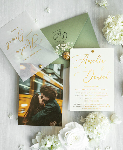  Złote Glamour modne zaproszenia na ślub ze zdjęciem dla gości na pamiątkę, zaproszenia ślubne ze zdjęciem, ślubne zaproszenia z ozdobnym okrągłym nitem