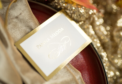  glamour ręcznie robione winietki ślubne wizytówki dla gości weselnych, złote glamour