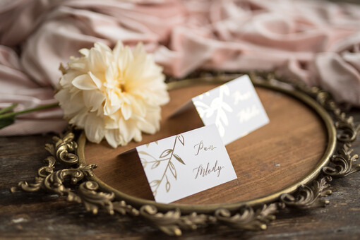  glamour karteczki ślubne winietki weselne, złote glamour