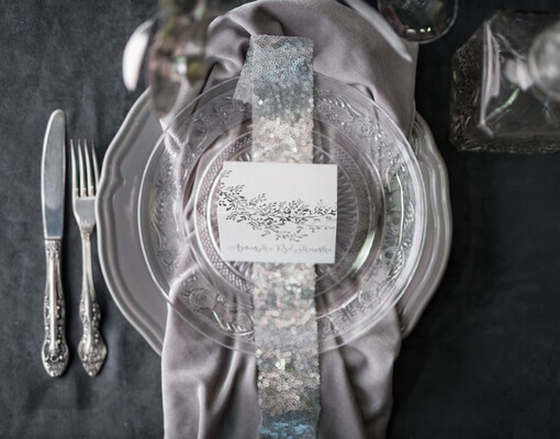  glamour winietki ślubne wizytówki dla gości weselnych, eleganckie złote