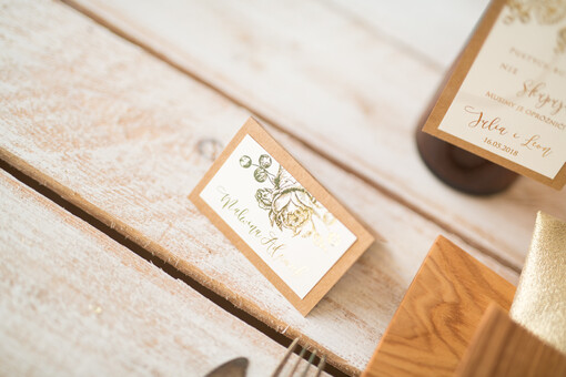  glamour ślubne wizytówki winietki na stół weselny, złote glamour