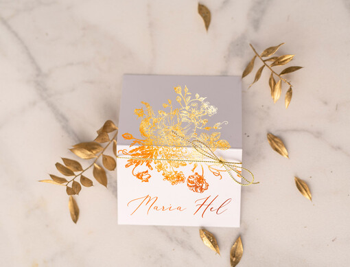  glamour złocone winietki ślubne  wizytówki dla gości na wesele złotą lub srebrną grafiką
