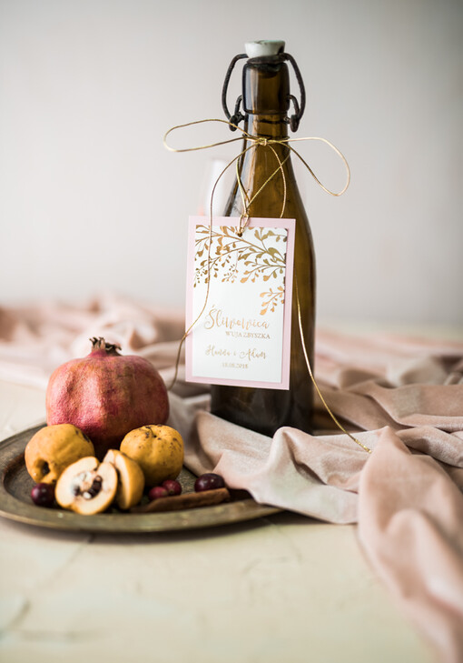  glamour zawieszki na nalewki weselne, złote z dowolnym tekstem