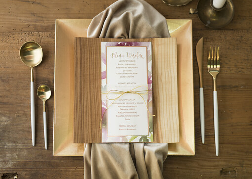  glamour menu ślubne z planem posiłków, glamour złote litery wasza treść