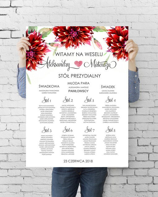  plan stołu plakat  plansza powitanie gości i plan stołów w jednym