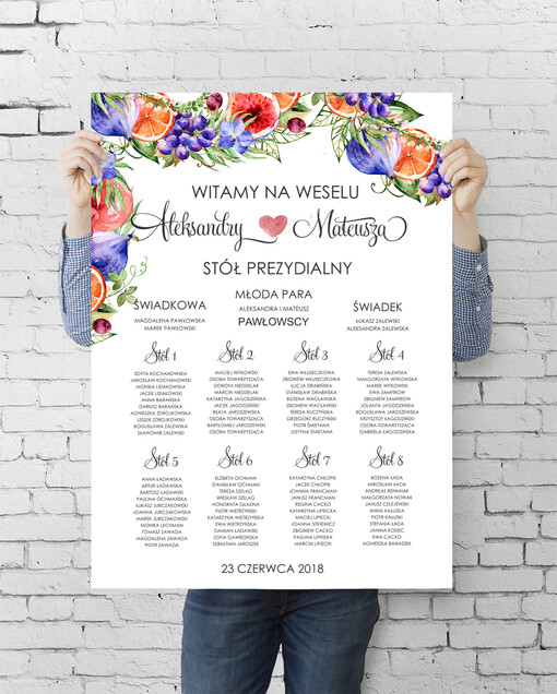 plan stołu plakat  planer ślubny plan usadzenia gości na weselu